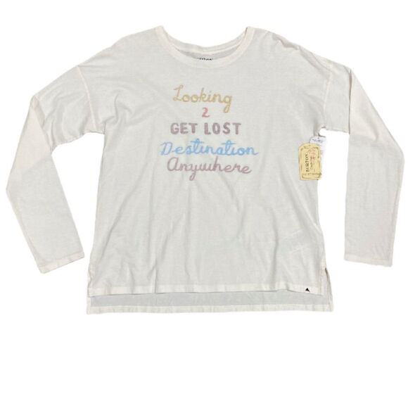 Burton Stout White Neverwhere Long Sleeve Crewneck T-Shirt Size Medium NWT - Picture 1 of 5